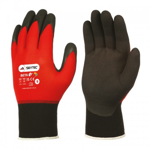 Skytec Beta 1 Red Gloves NFT Nitrile Foam Palm