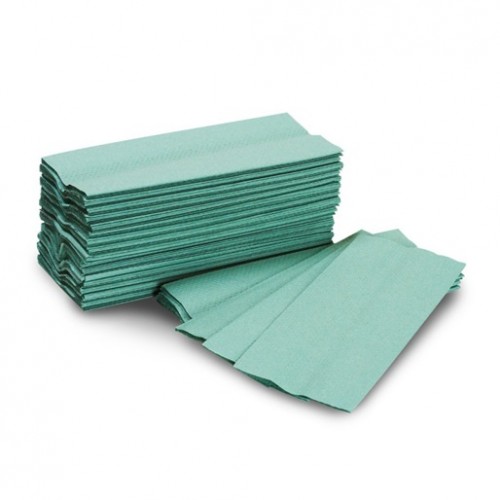 C Fold Hand Towels Green & White