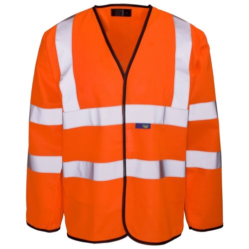 Hi Visibility Orange Long Sleeve Vest