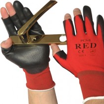 PCN-12 3 Digit PU Coated Palm Red Safety Gloves