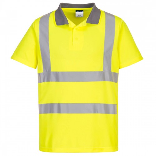 Yellow Recycled High Visibility Short Sleeve Polo Shirts 