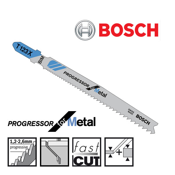 Bosch T123X Jigsaw Blade For Metal - Thin