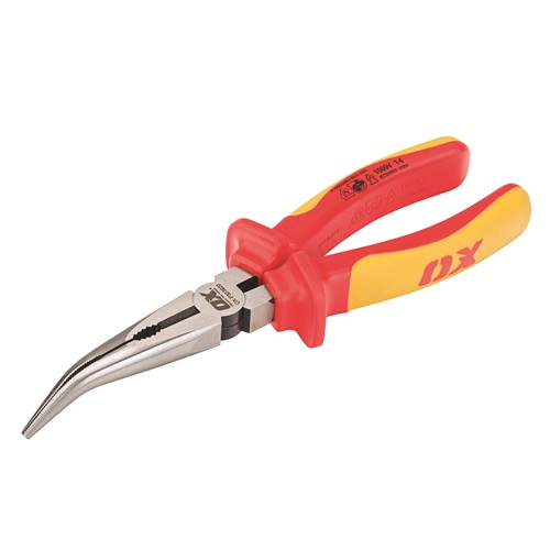 OX Pro VDE Bent Long Nose Pliers - 200mm (8 inch)