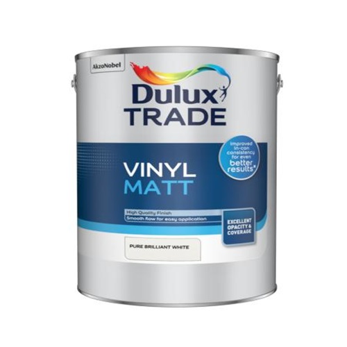 Dulux Trade Vinyl Matt White Paint 5 Litre