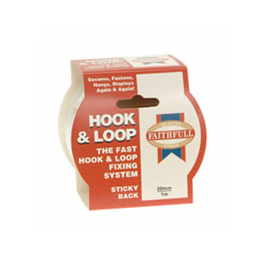 20mm x 1m Hook & Loop Self Adhesive Tape