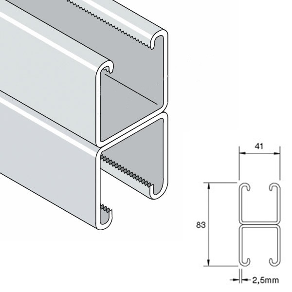 Unistrut P1001 Deep Back To Back Plain