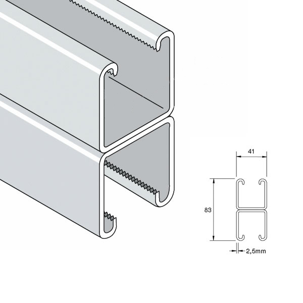 Unistrut P1001 Deep Back To Back Plain