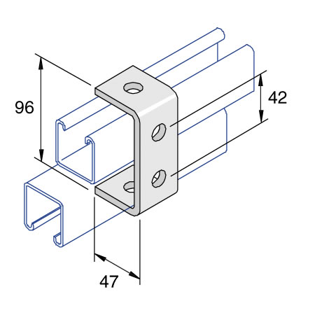 Unistrut P1044 4 Hole C Bracket 96mm