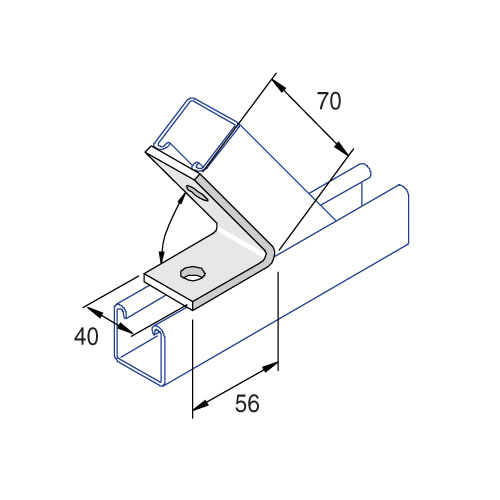 Unistrut P1186 45 Degree Angle Bracket 2 Hole