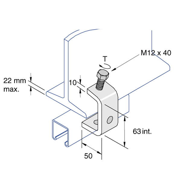 Unistrut P1271 C Beam Clamp 63mm