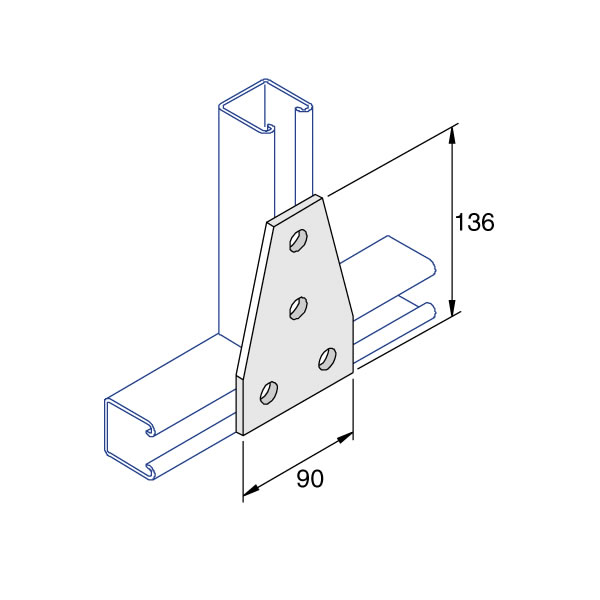 Unistrut P1358 Flat Delta T Bracket