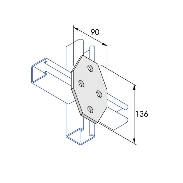 Unistrut P1580 Flat Delta Cross Fitting