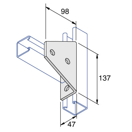 Unistrut P1727 3 + 2 Hole 90 Degree Fitting