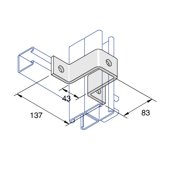 Unistrut P1737 Deep U Bracket 3 Hole