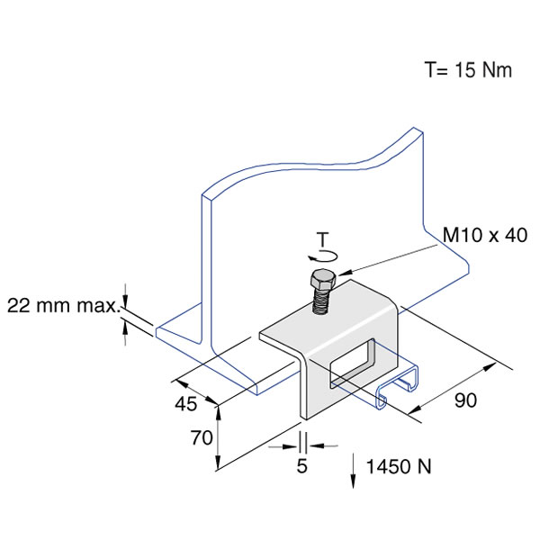 Unistrut P1796-A Angle Beam Clamp 70mm