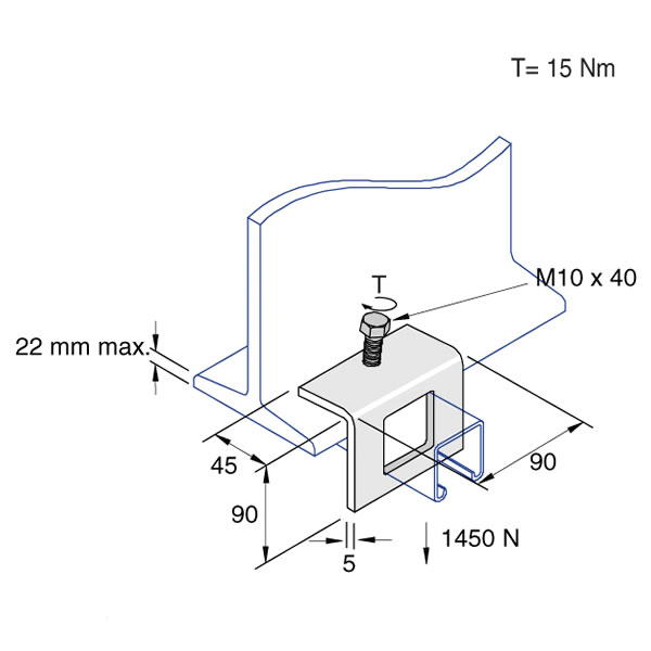 Unistrut P1796 Angle Beam Clamp 90mm