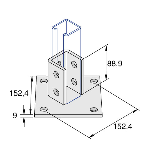 Unistrut P2072-A 4 + 6 Hole Base Plate