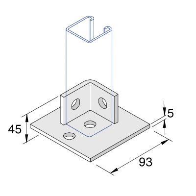 Unistrut P2072-S1 2 + 2 Hole Base Plate