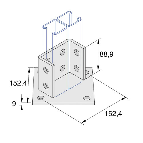 Unistrut P2073A 4 + 8 Hole Base Plate