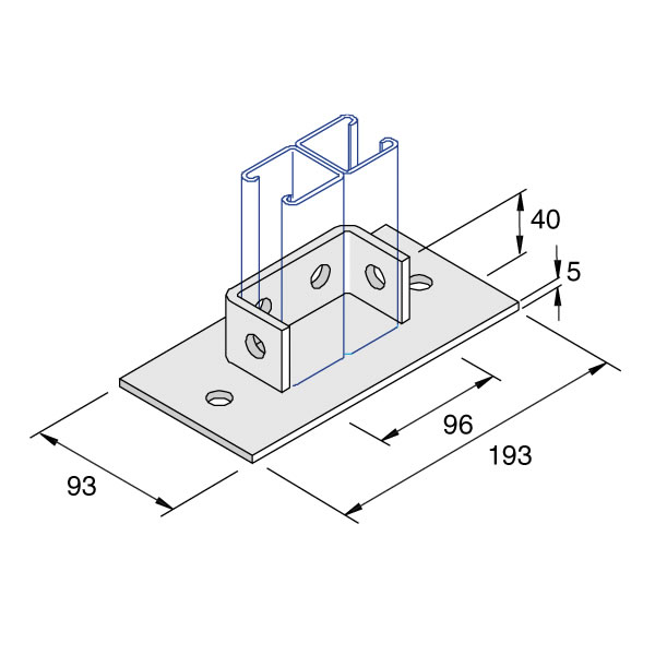 Unistrut P2073 2 + 4 Base Plate Hot Dipped