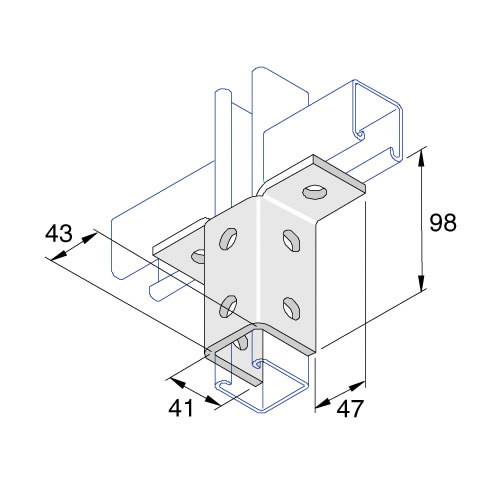 Unistrut P2346 Wing Bracket 8 Hole