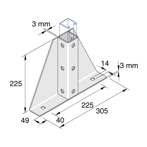 Unistrut P2348-S1 2 + 9 Hole Wing Fitting