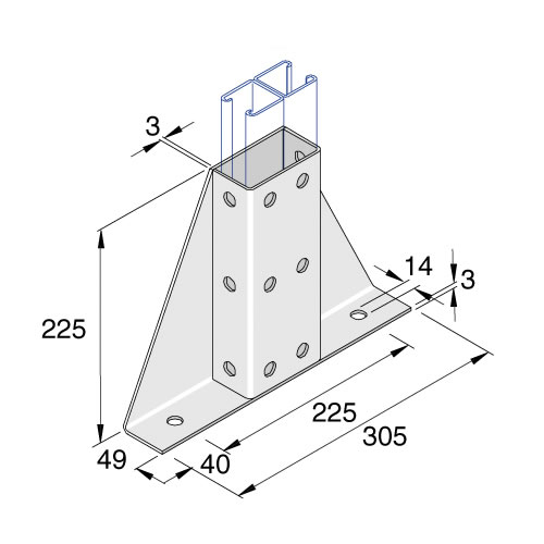 Unistrut P2348-S2 2 + 12 Hole Wing Fitting