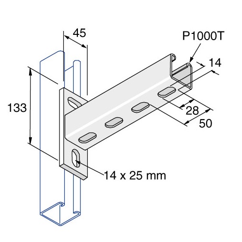 Unistrut P2663T 150mm Slotted Cantilever Arm