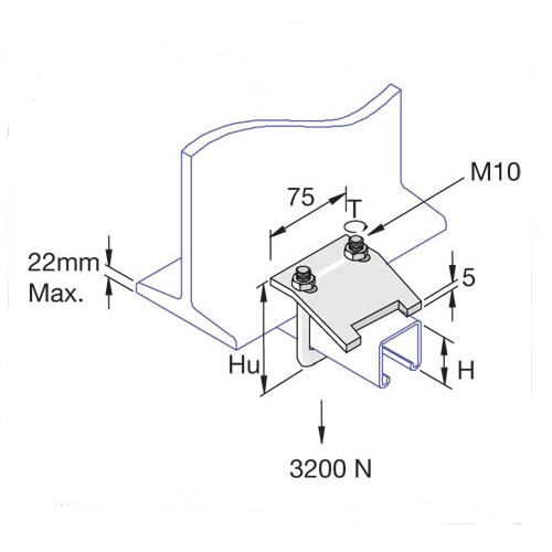 Unistrut P2785 U Bolt Beam Clamp 21-41mm