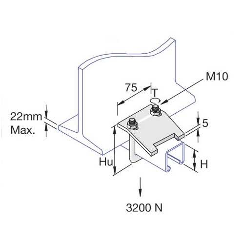 Unistrut P2787 U Bolt Beam Clamp 124-164mm