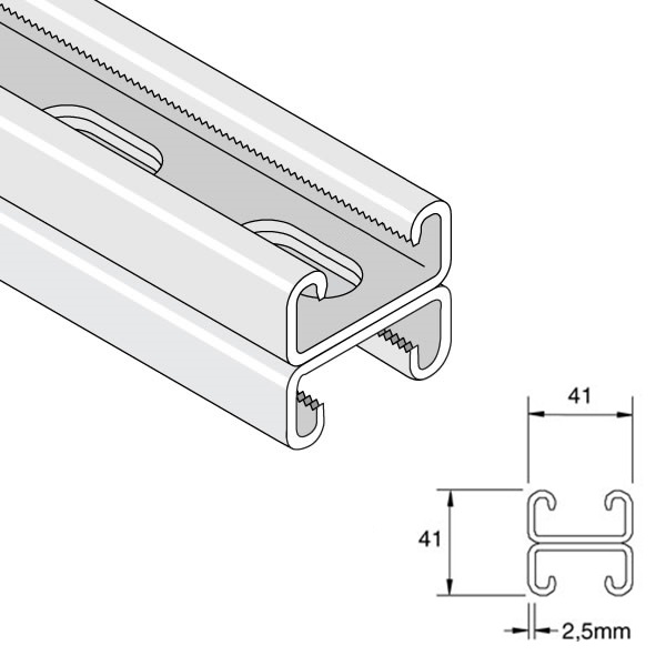 Unistrut P3301T Shallow Back to Back Slotted