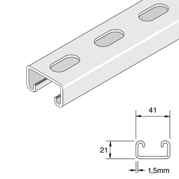 Unistrut P4000T Shallow Slotted Light Gauge