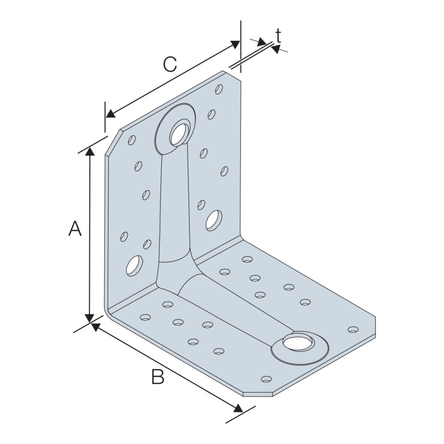 Simpson Strong-Tie ABR70 reinforced angle bracket technical drawing dimension diagram