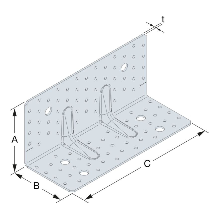 Simpson Strong-Tie ABR255 Reinforced Angle Bracket for CLT dimensional engineering drawing
