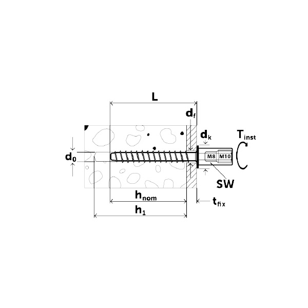 EJOT JC2-IT internal thread concrete screw dimensional engineering design drawing