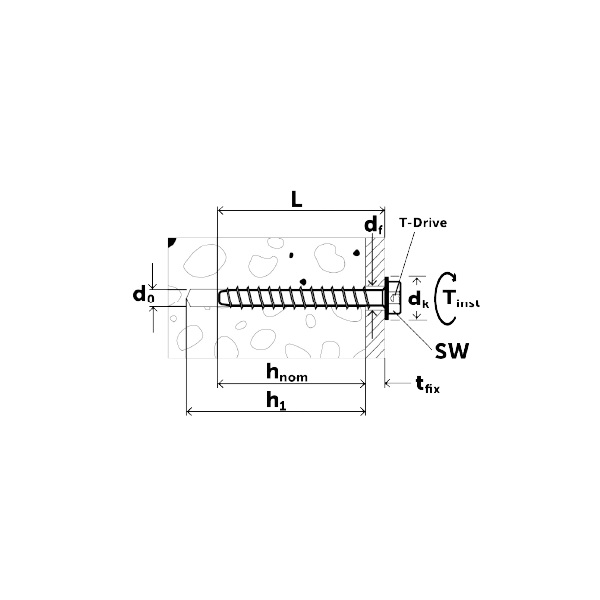 EJOT JC2-KB hex head concrete screw dimensional engineering design drawing