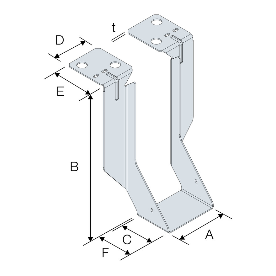 Simpson Strong-Tie JHM Masonry Hanger Dimensions Blueprint Drawing