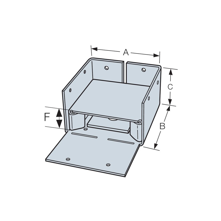 Simpson Strong-Tie ABW66RZ adjustable post base dimension diagram technical drawing