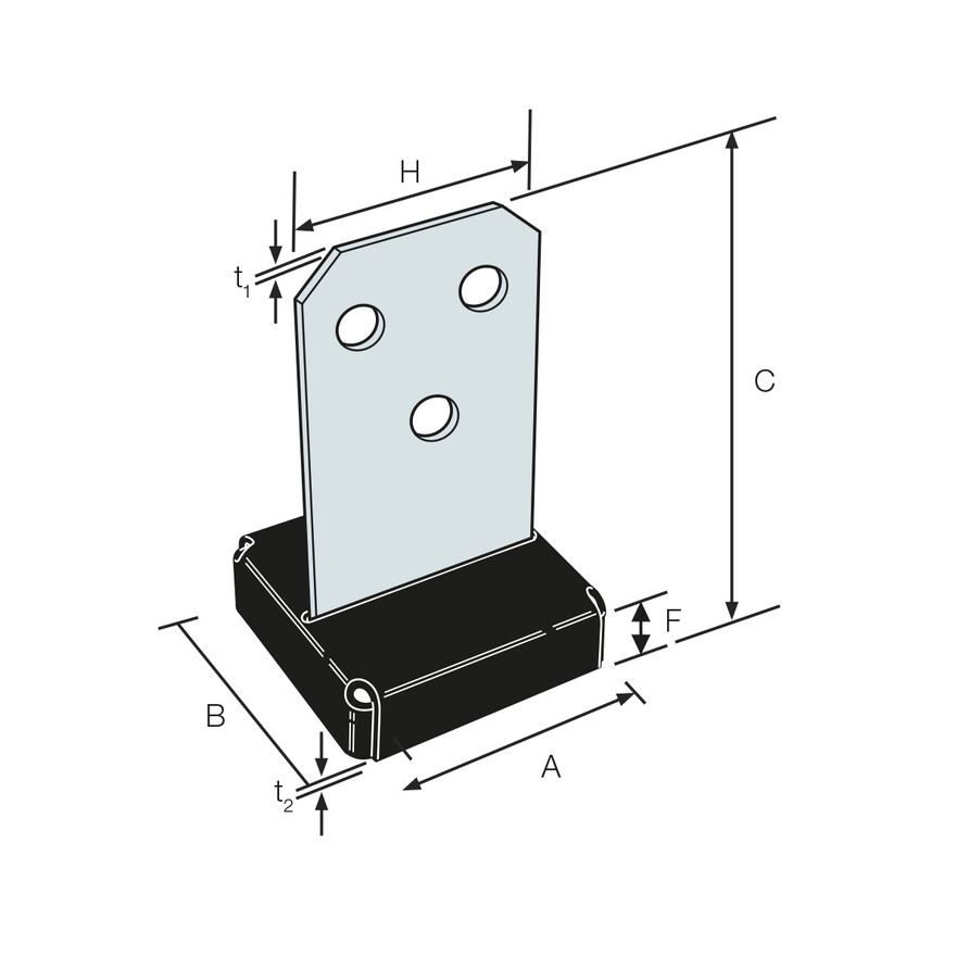 Simpson Strong-Tie CPT44Z concealed post base structural dimension diagram technical drawing