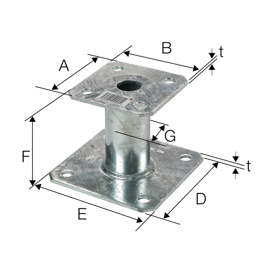 Simpson Strong-Tie PPA100 elevated post base structural dimension diagram technical drawing