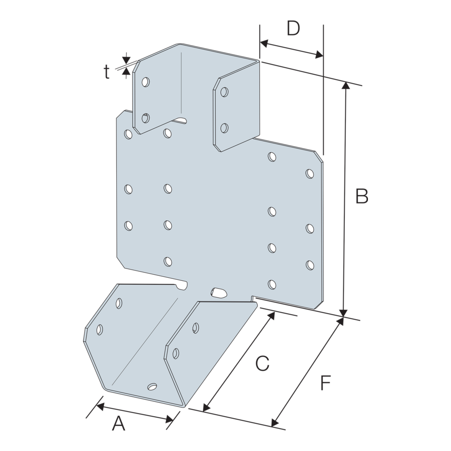 Simpson Strong-Tie SPR47/140 slope adjustable joist hanger technical drawing dimension diagram